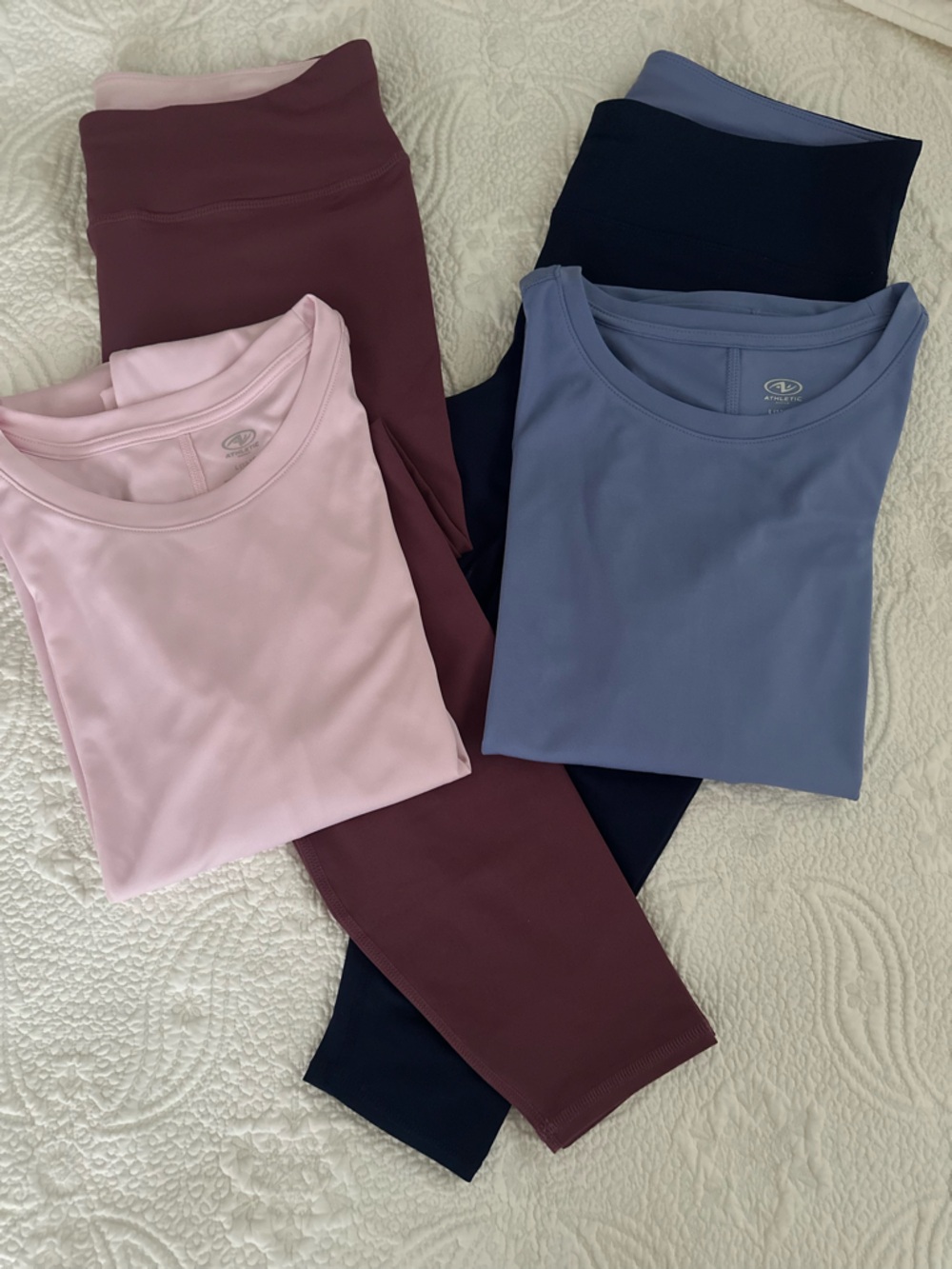 NEW Athletic Works Crew Neck LS Tops and Legging Sets in Blue & Pink Sz 12-14